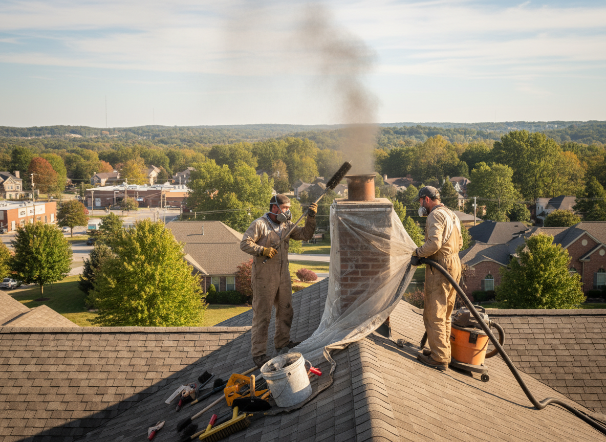 Clearing Debris from Chimney Flues Near Blue Ash